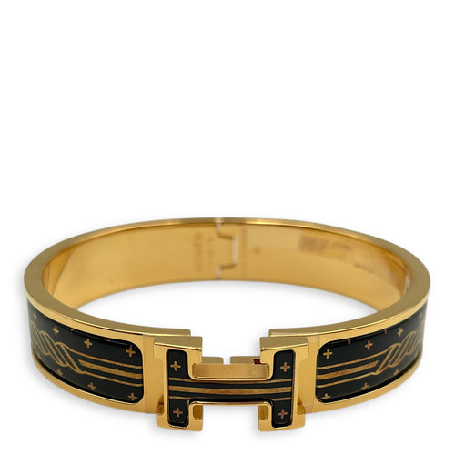 Clic H Quadrige Black Bracelet, Gold hardware
