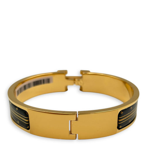 Clic H Quadrige Black Bracelet, Gold hardware