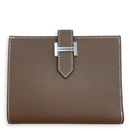 Bearn Compact Etoupe Wallet in Epsom, Palladium hardware