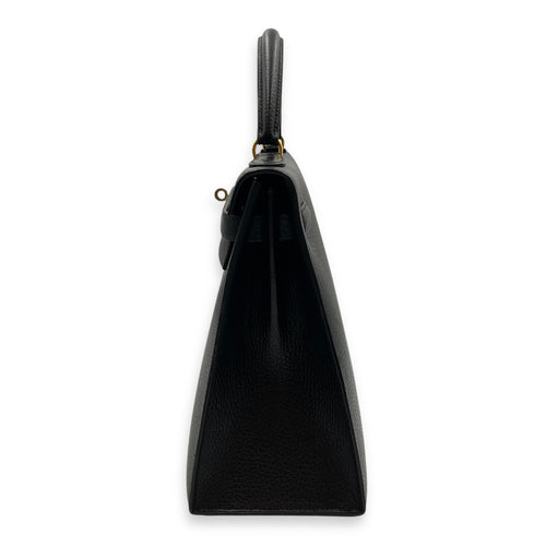 Sellier Kelly 32 Black in Ardennes, Gold hardware
