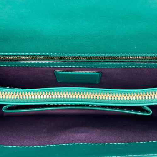 Serpenti Green Shoulder Bag in Calfskin, Gold hardware