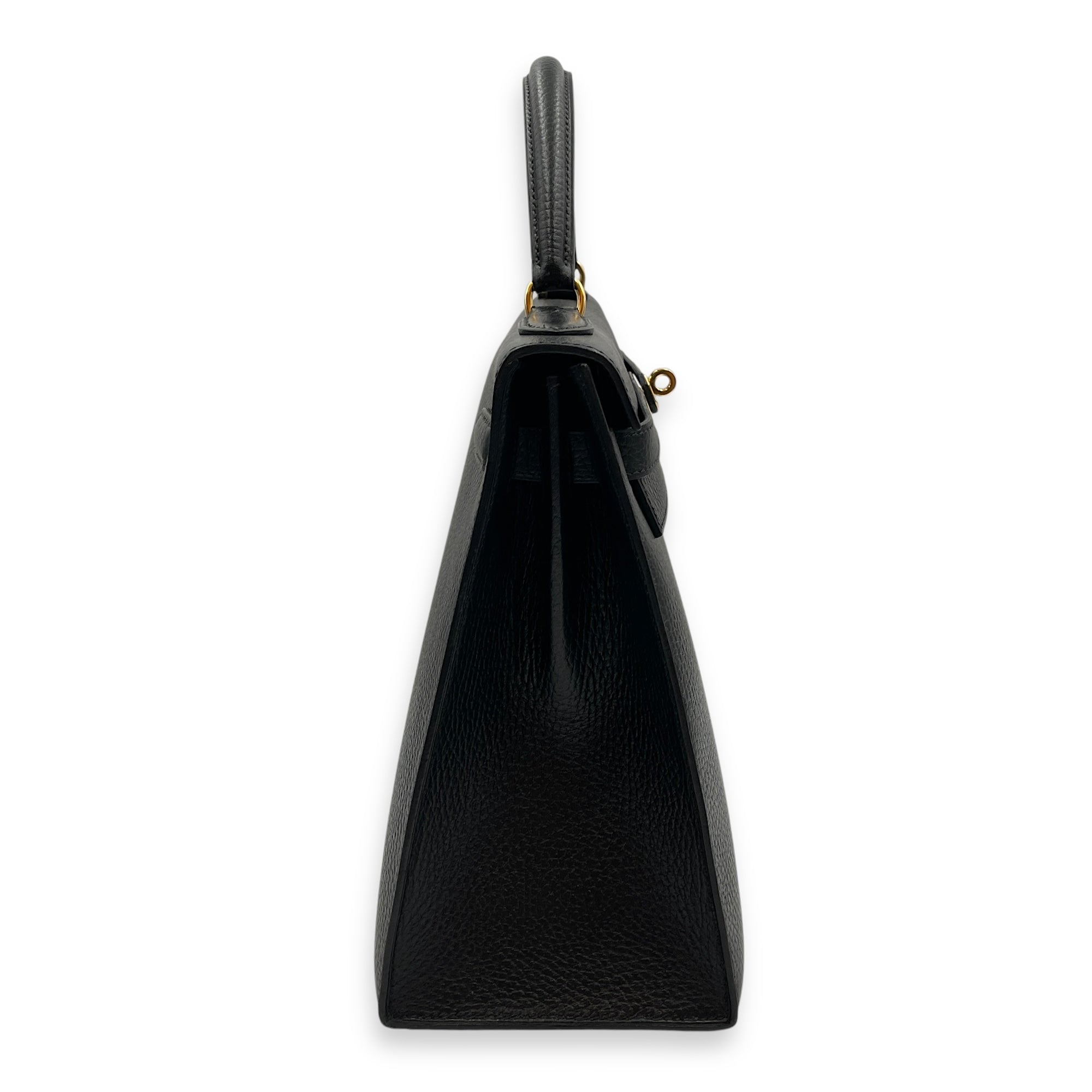 Sellier Kelly 32 Black in Ardennes, Gold hardware