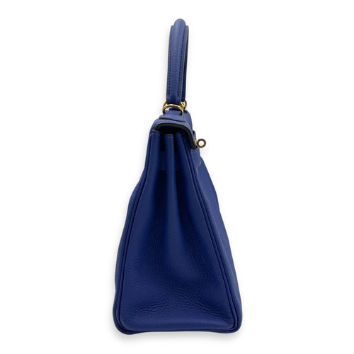 Kelly 28 Blue Electric in Togo, Gold hardware