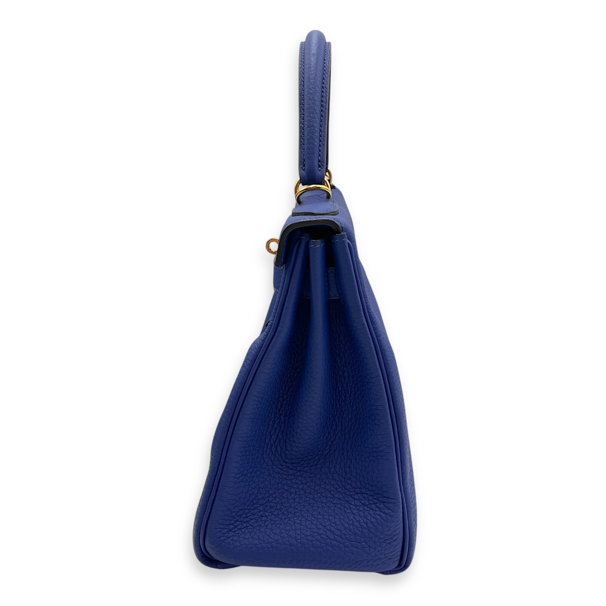 Kelly 28 Blue Electric in Togo, Gold hardware