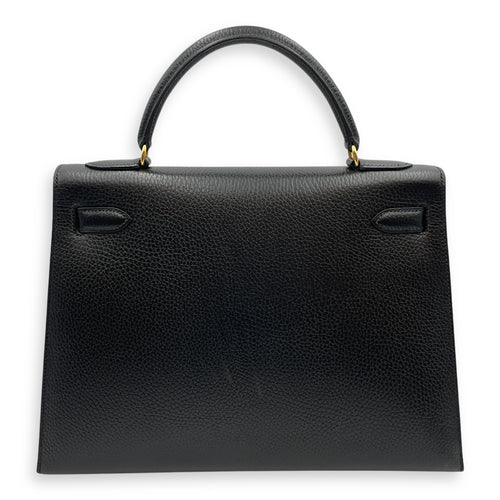 Sellier Kelly 32 Black in Ardennes, Gold hardware