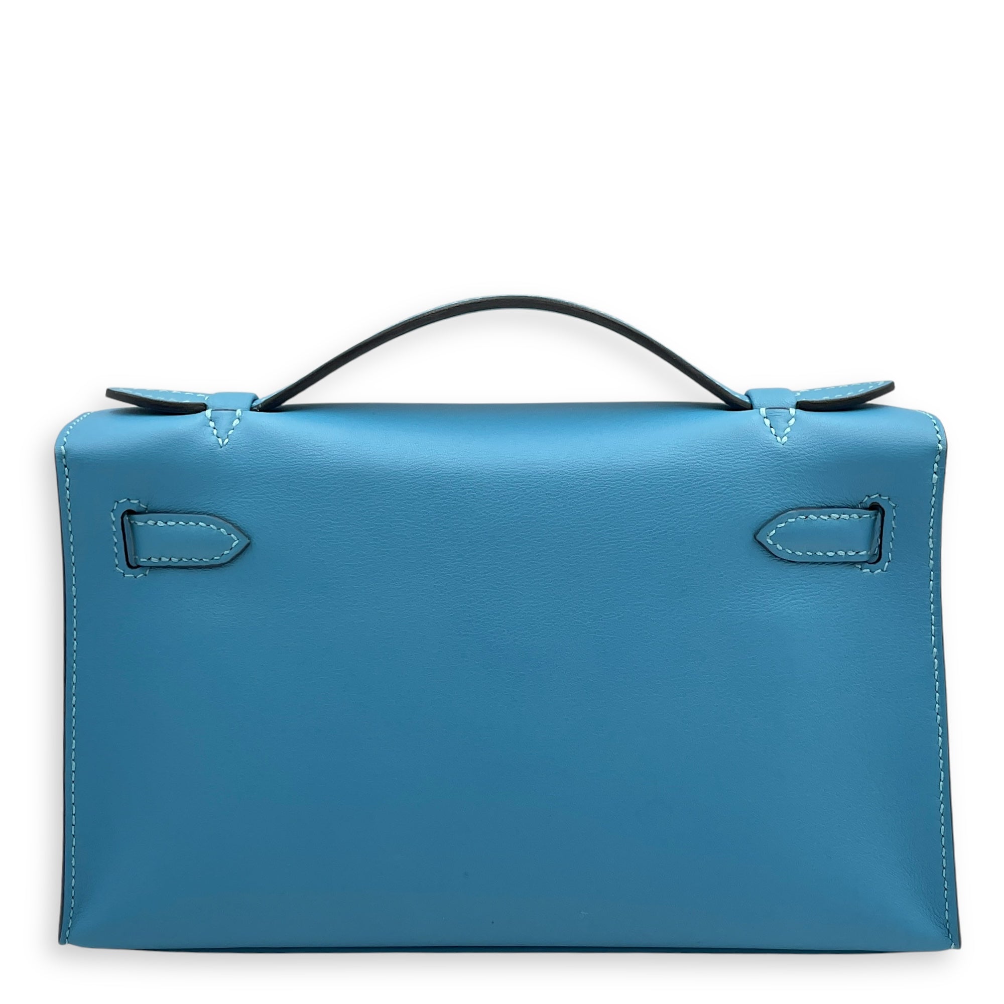 Kelly Pochette Blue Du Nord in Swift, Gold hardware