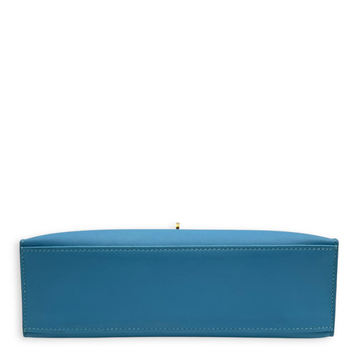Kelly Pochette Blue Du Nord in Swift, Gold hardware