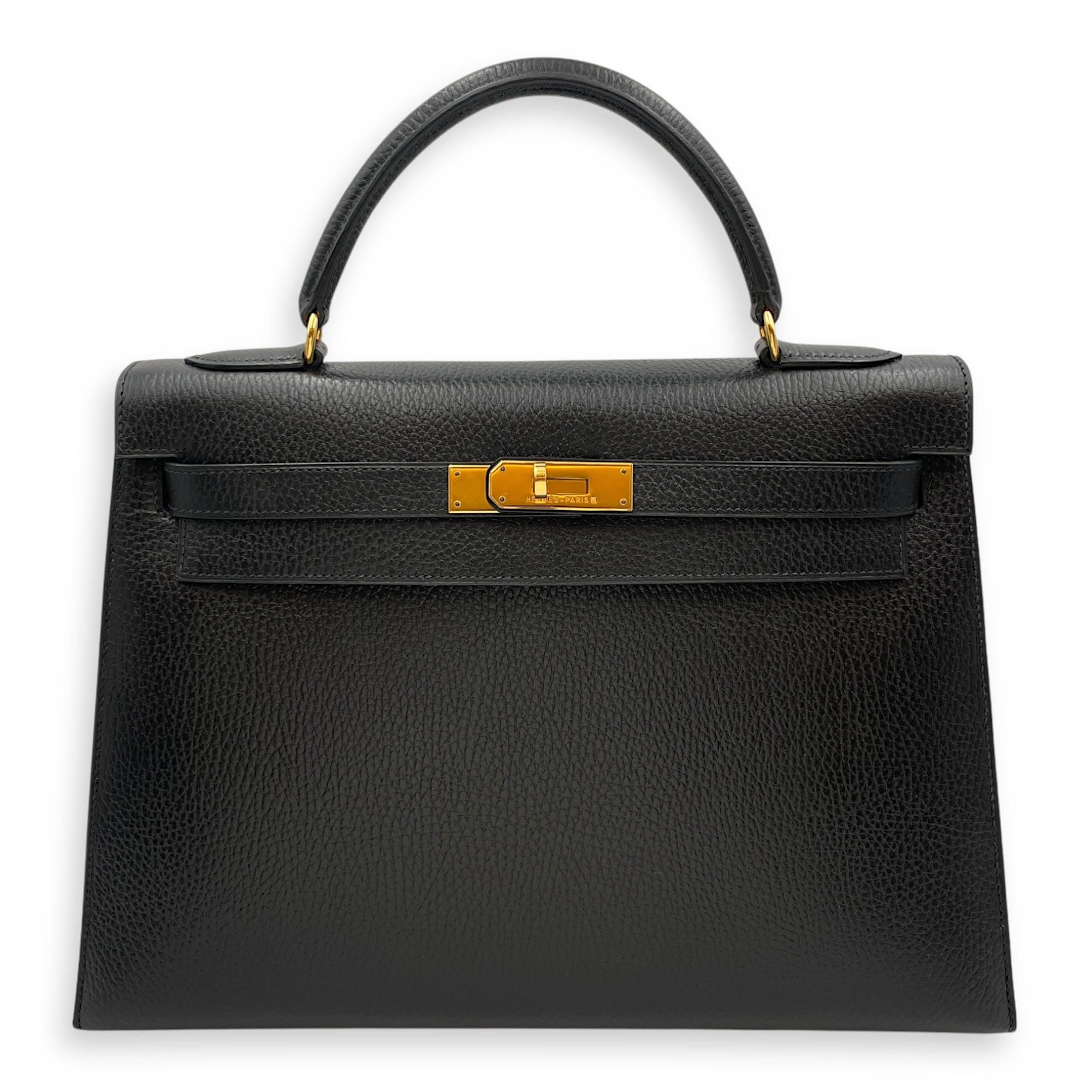 Sellier Kelly 32 Black in Ardennes, Gold hardware
