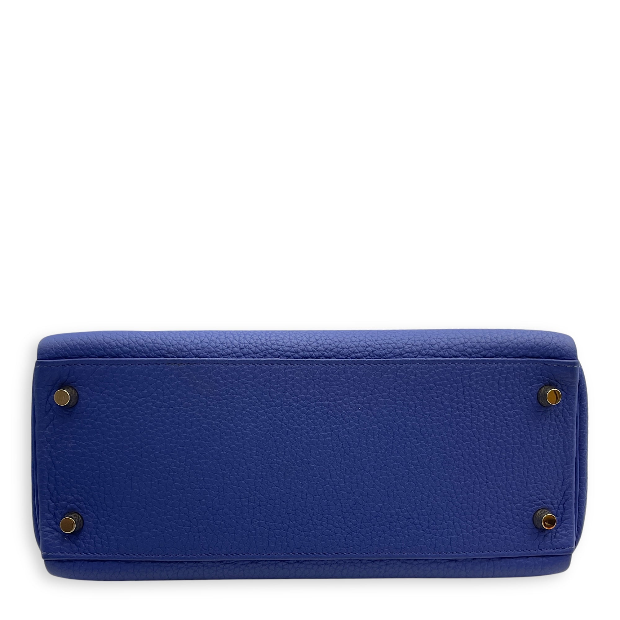 Kelly 28 Blue Electric in Togo, Gold hardware