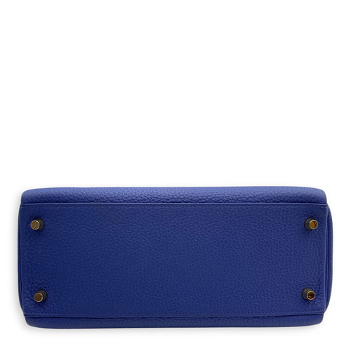 Kelly 28 Blue Electric in Togo, Gold hardware
