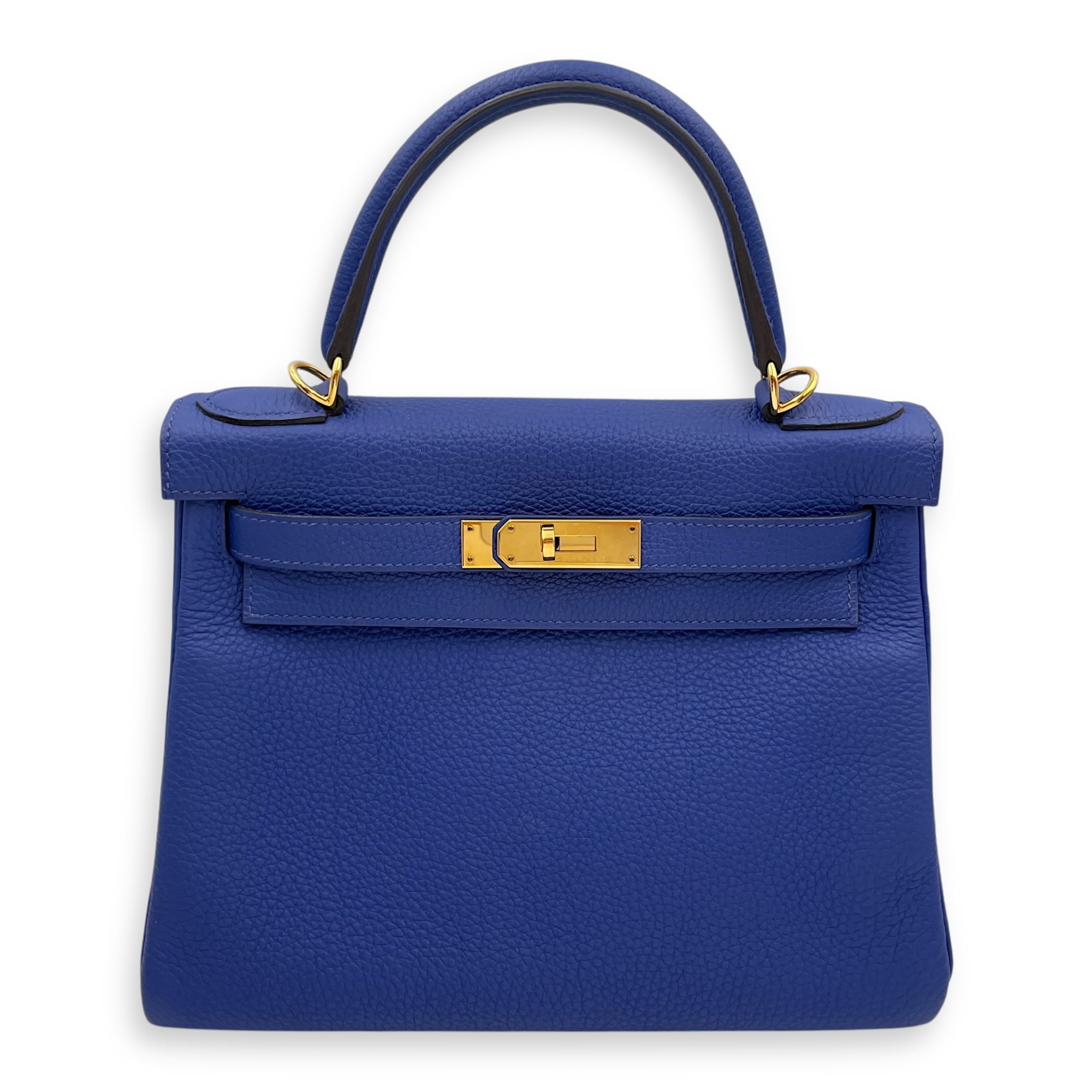 Kelly 28 Blue Electric in Togo, Gold hardware