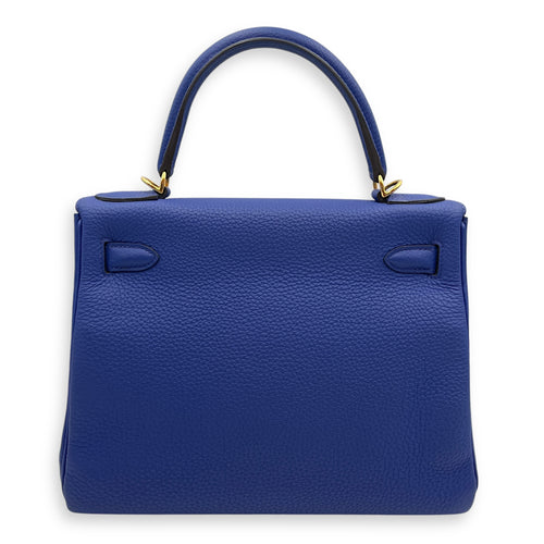 Kelly 28 Blue Electric in Togo, Gold hardware