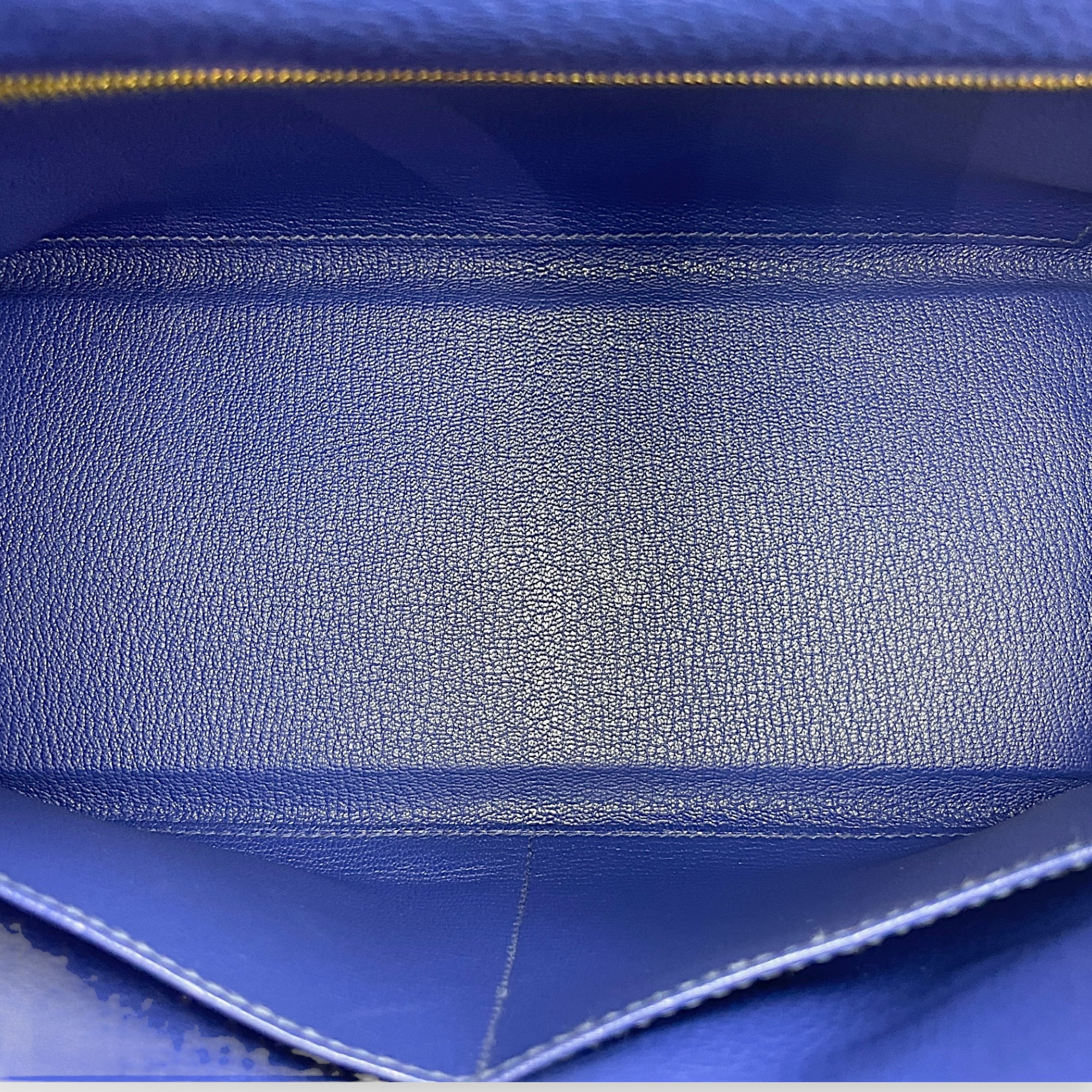 Kelly 28 Blue Electric in Togo, Gold hardware
