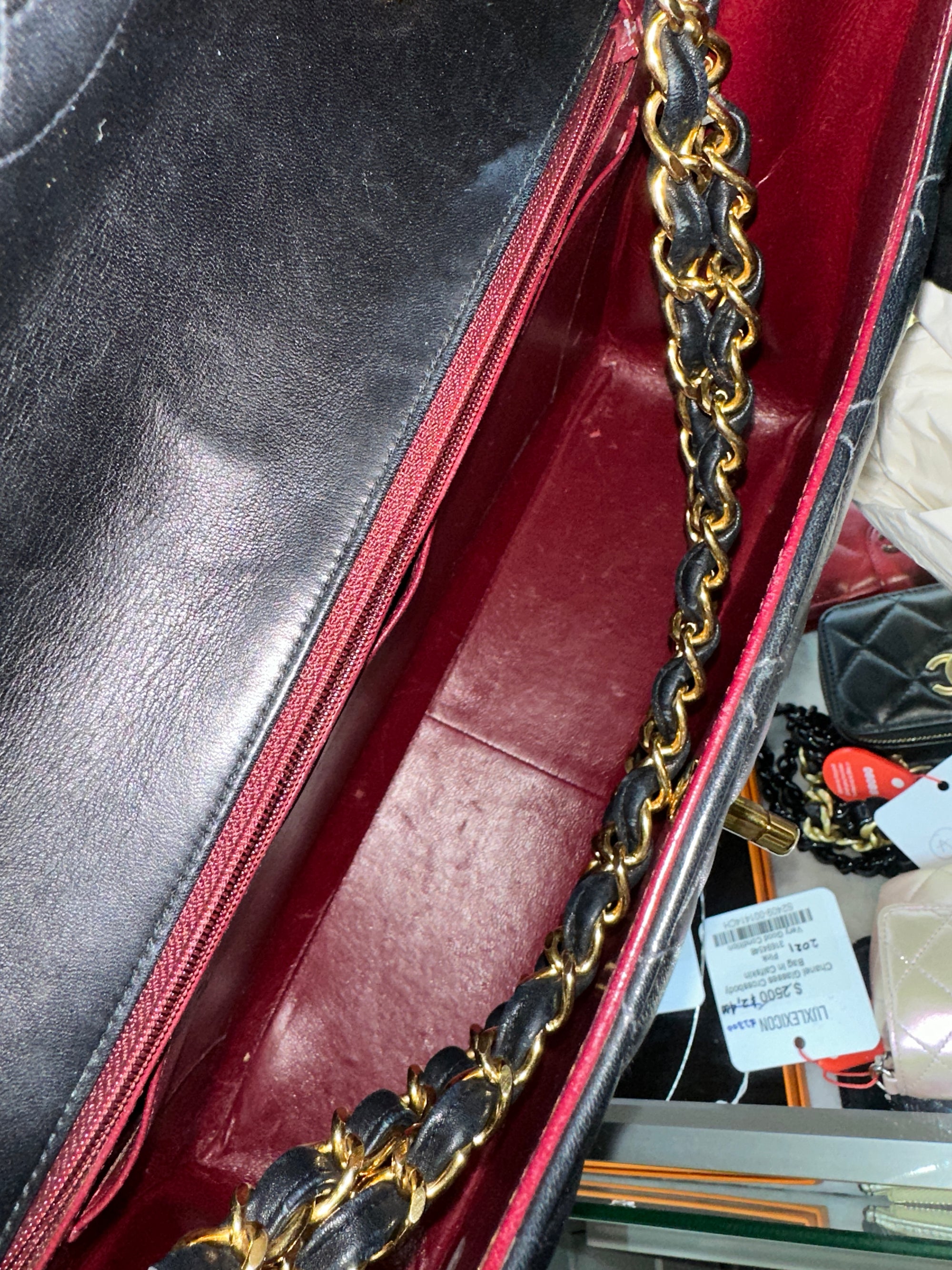 CC Jumbo Deka Black Shoulder Bag in Calfskin, Gold hardware