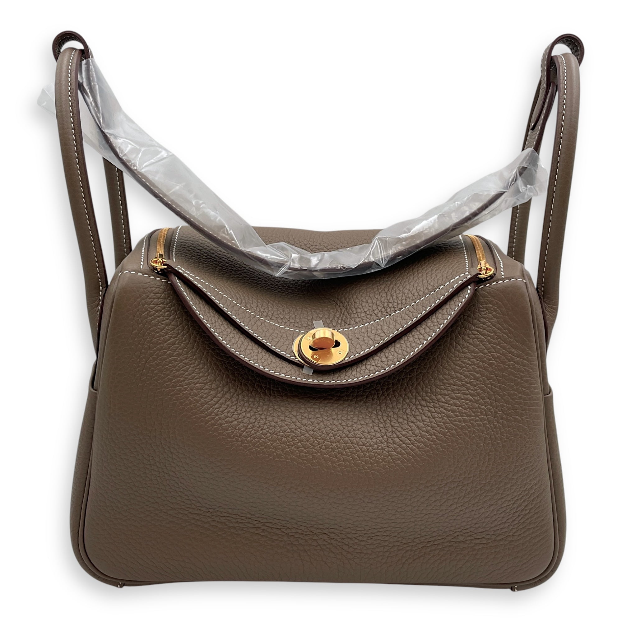 Lindy 26 Etoupe in Clemence, Gold hardware