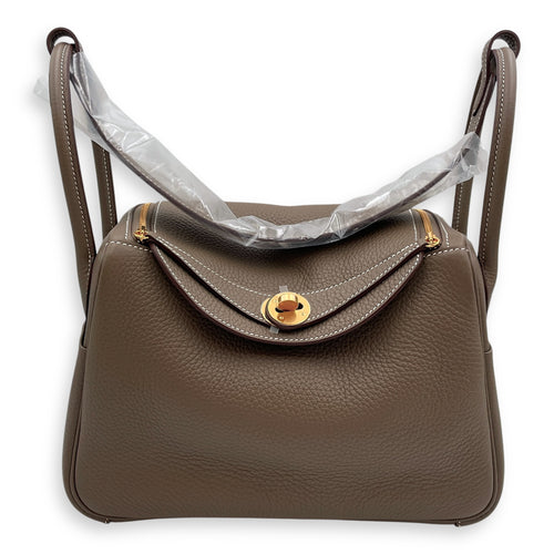 Lindy 26 Etoupe in Clemence, Gold hardware