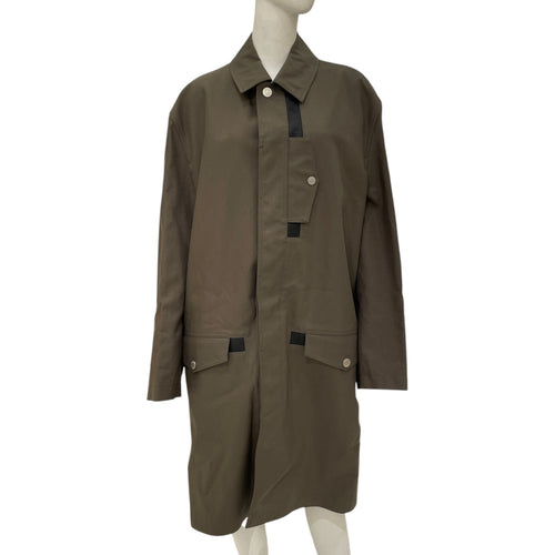 Impermeable Passepoil Cuir Coat. Sz: 52 Poivre Ready-To-Wear