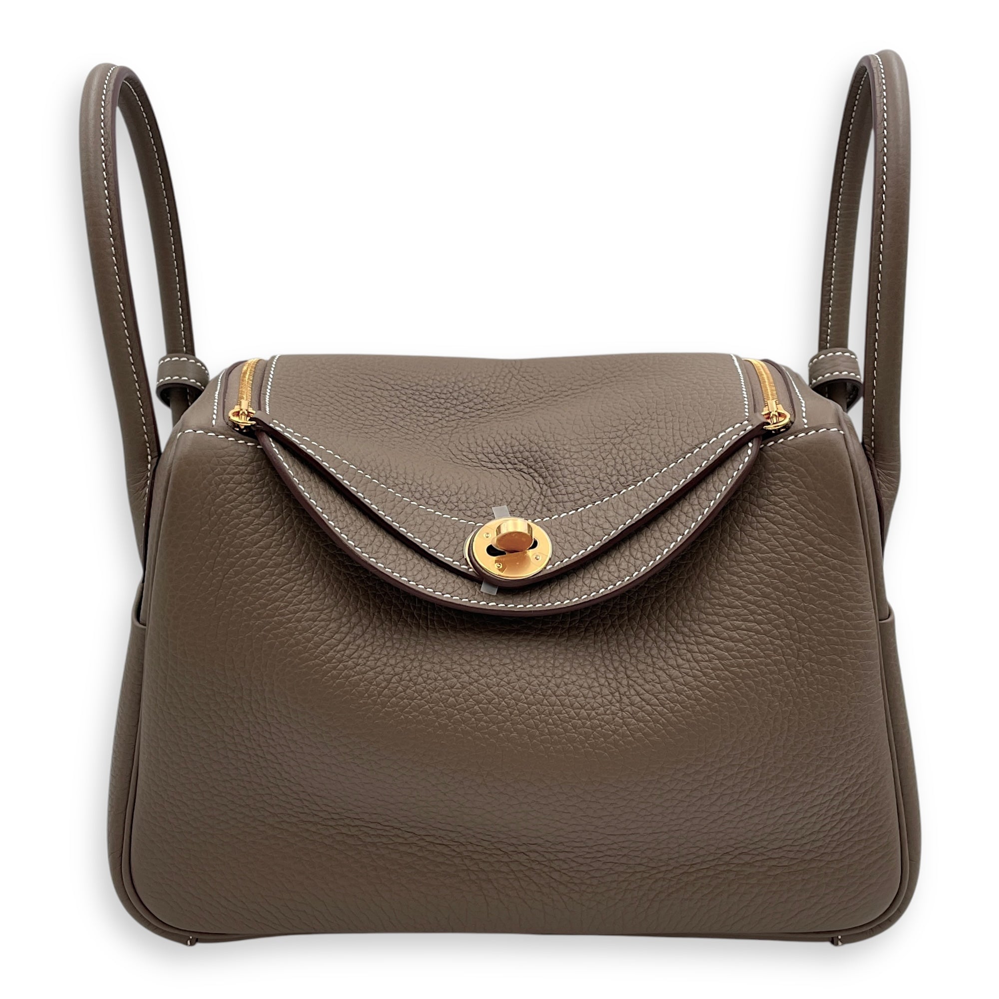 Lindy 26 Etoupe in Clemence, Gold hardware