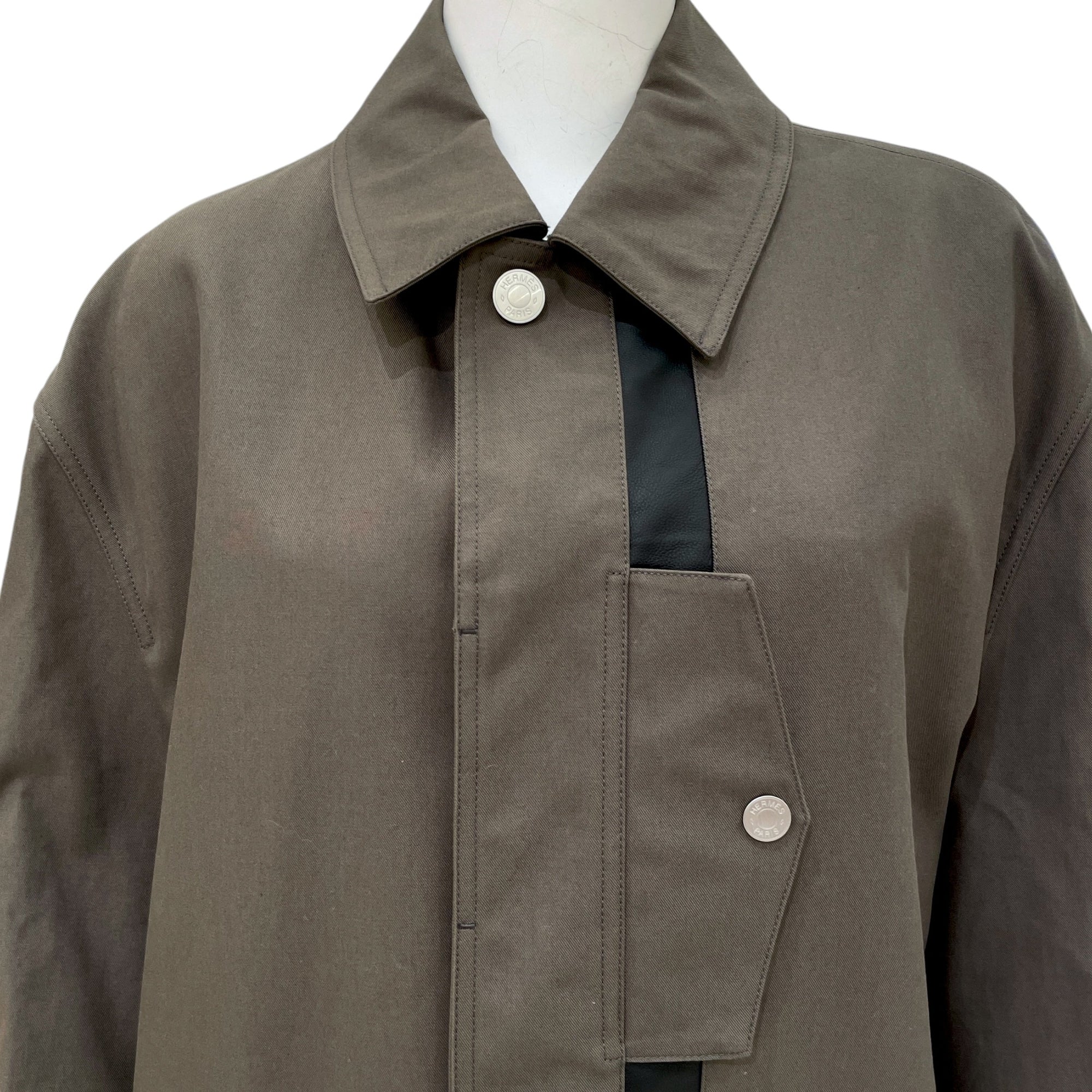 Impermeable Passepoil Cuir Coat. Sz: 52 Poivre Ready-To-Wear