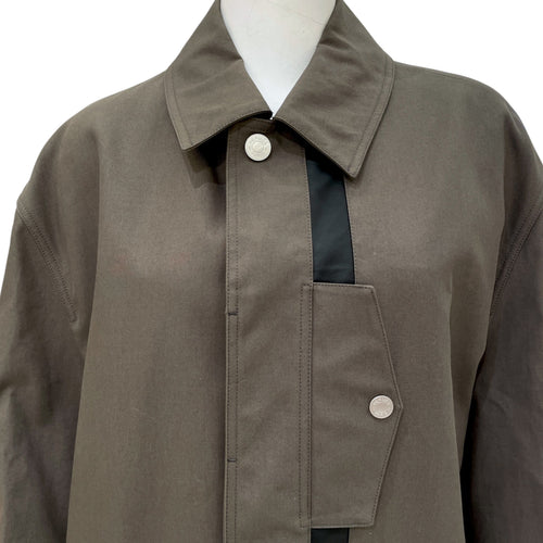 Impermeable Passepoil Cuir Coat. Sz: 52 Poivre Ready-To-Wear