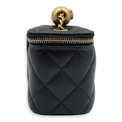 Pearl Crush Mini Black Vanity Bag in Lambskin, Gold hardware