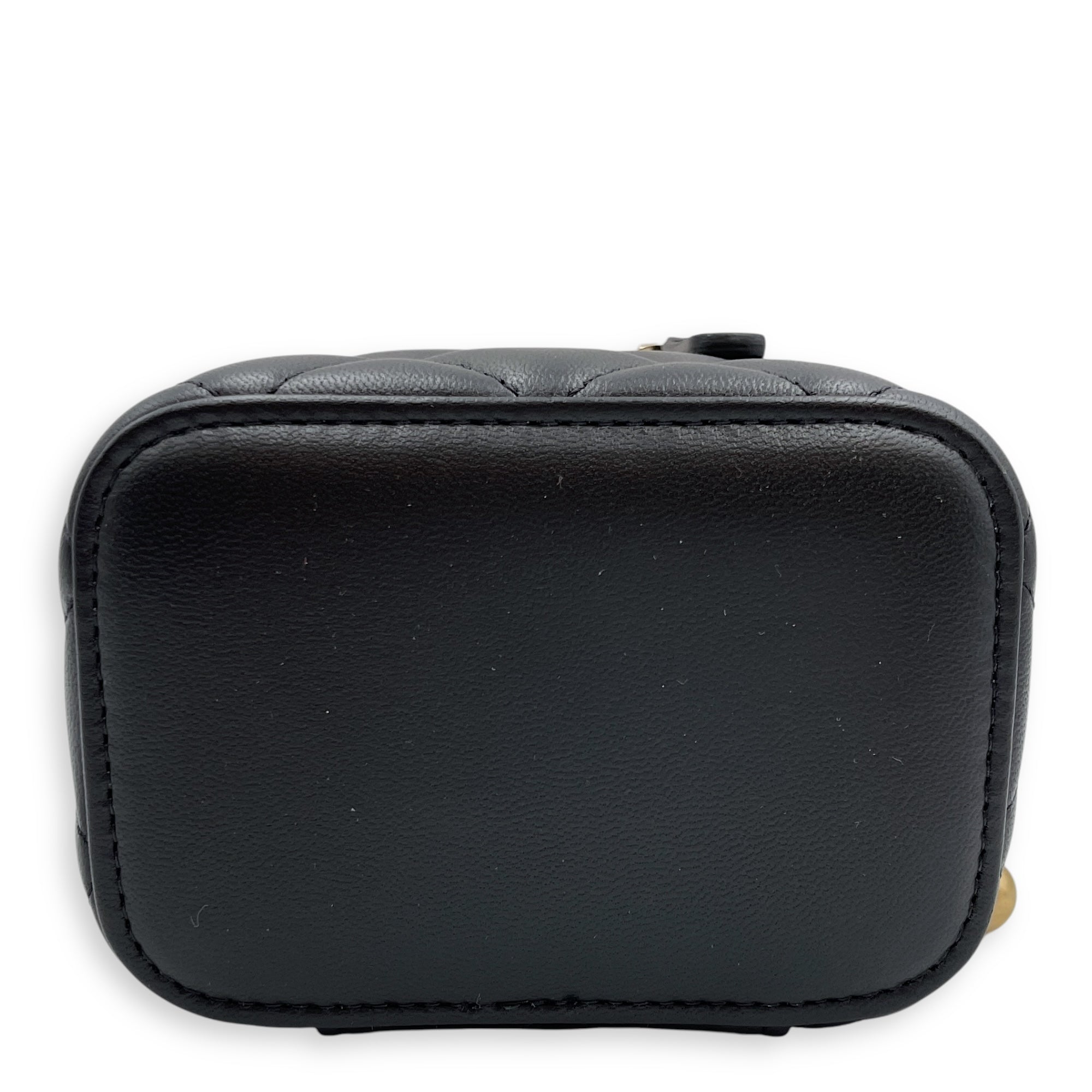 Pearl Crush Mini Black Vanity Bag in Lambskin, Gold hardware