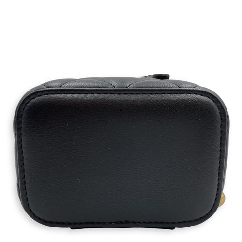 Pearl Crush Mini Black Vanity Bag in Lambskin, Gold hardware