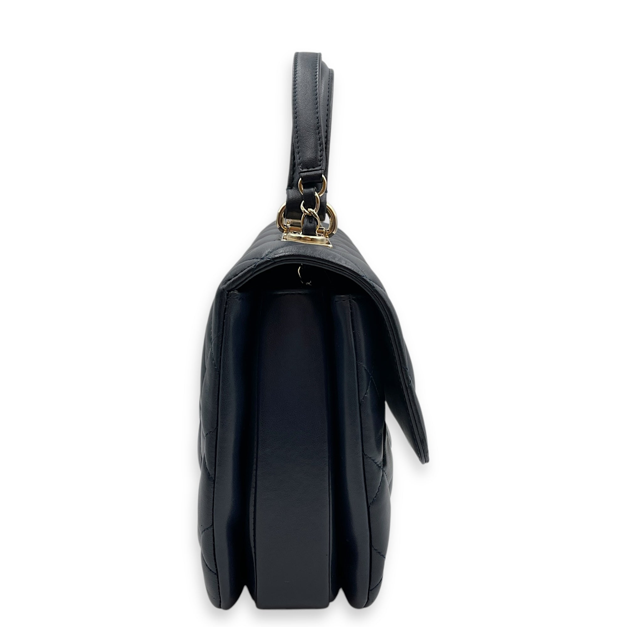 Trendy CC Large Blue Flap Bag in Lambskin, Gold hardware