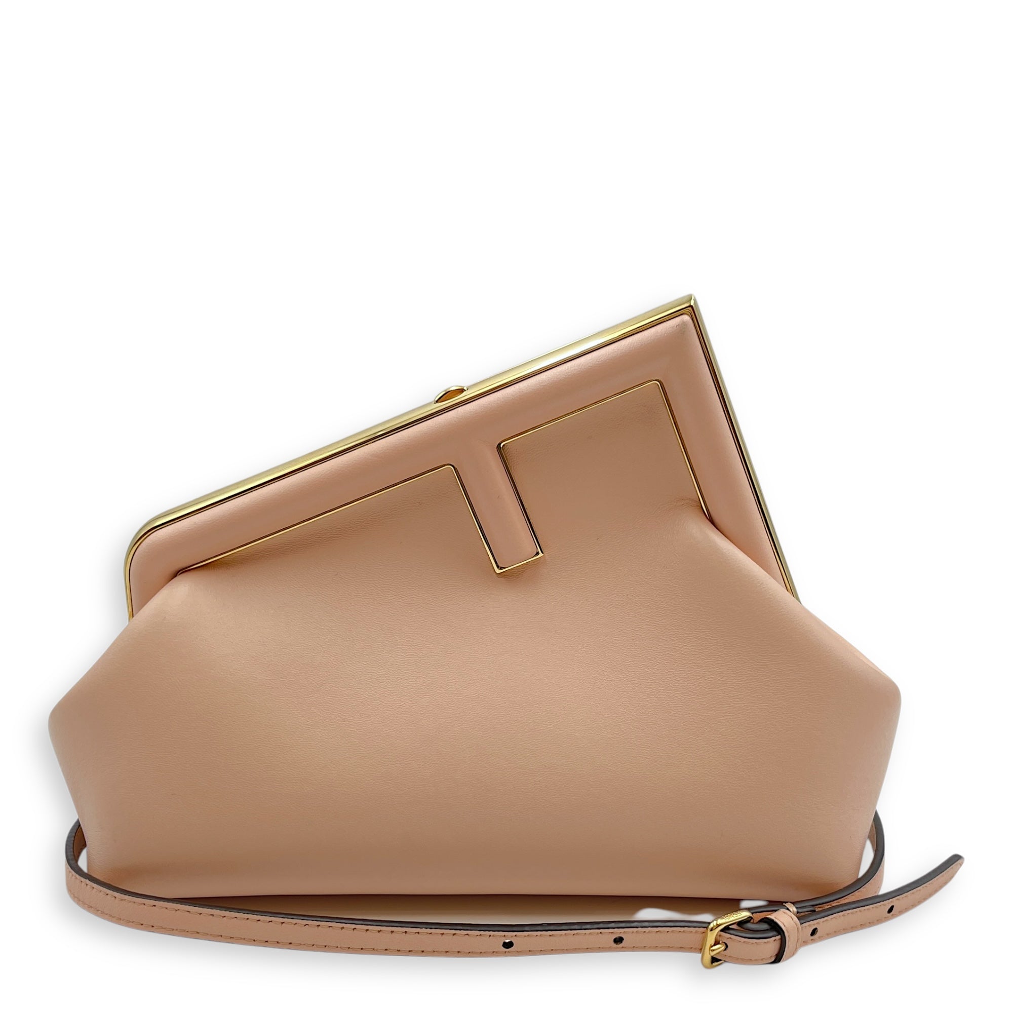 Fendi First Pink Clutch in Lambskin, Gold hardware
