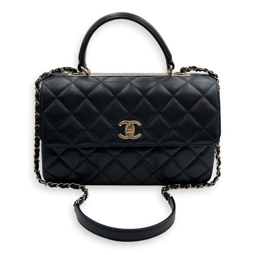 Trendy CC Large Blue Flap Bag in Lambskin, Gold hardware