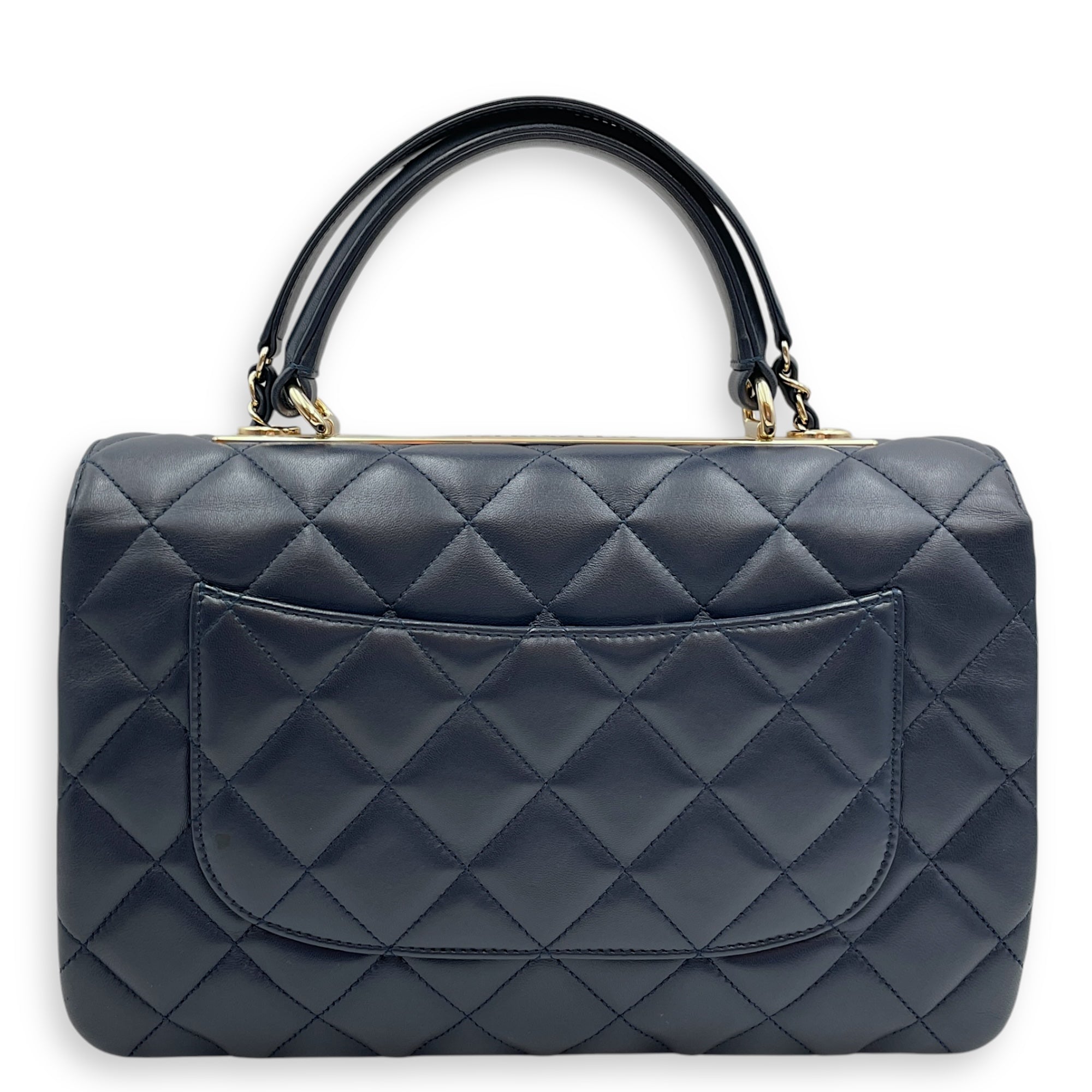 Trendy CC Large Blue Flap Bag in Lambskin, Gold hardware