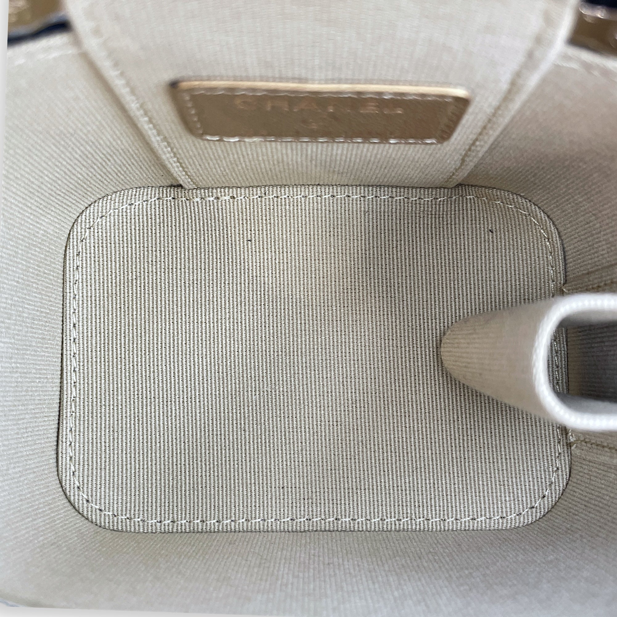Pearl Crush Mini Black Vanity Bag in Lambskin, Gold hardware