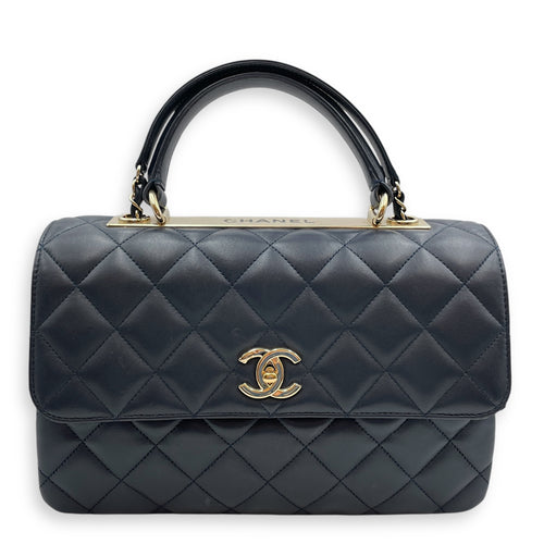 Trendy CC Large Blue Flap Bag in Lambskin, Gold hardware