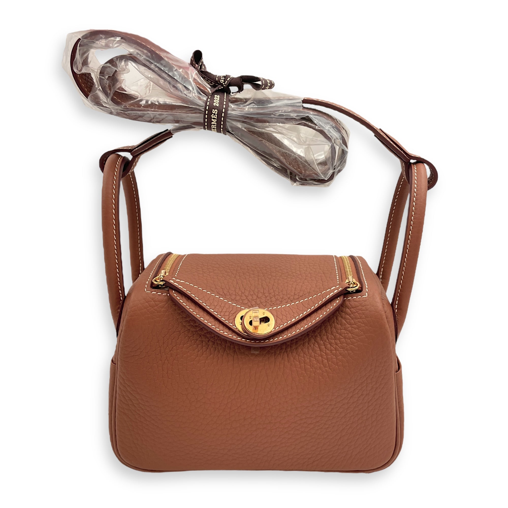 Lindy II Mini Gold in Clemence, Gold hardware