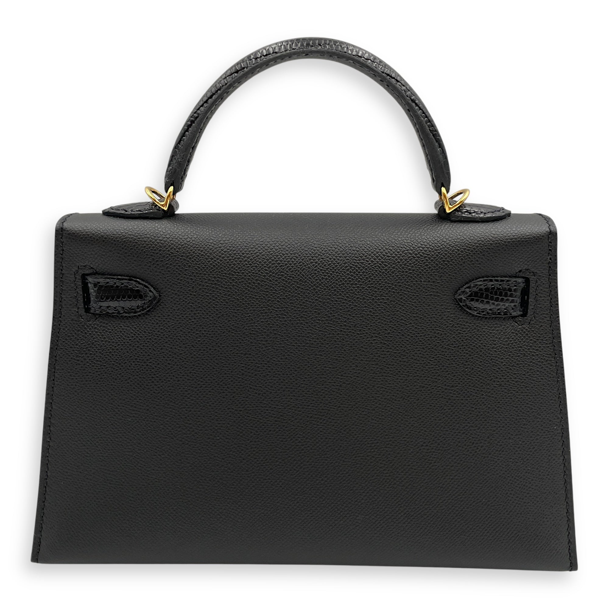 Sellier Kelly 20 Black in Lizard Niloticus/Madame, Gold hardware