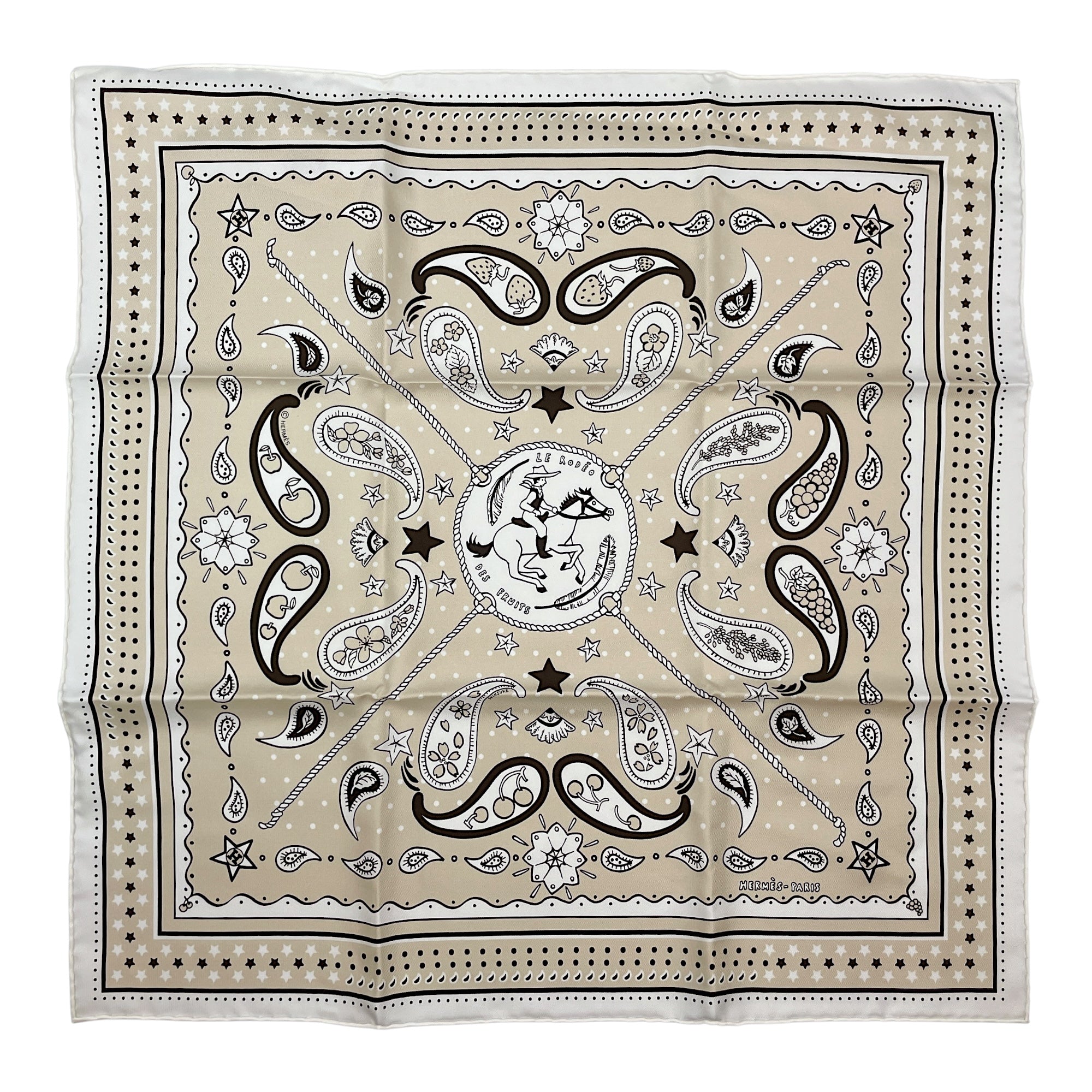 Le Rodeo Fruits 55 Ebene/Blanc Bandana/Scarf