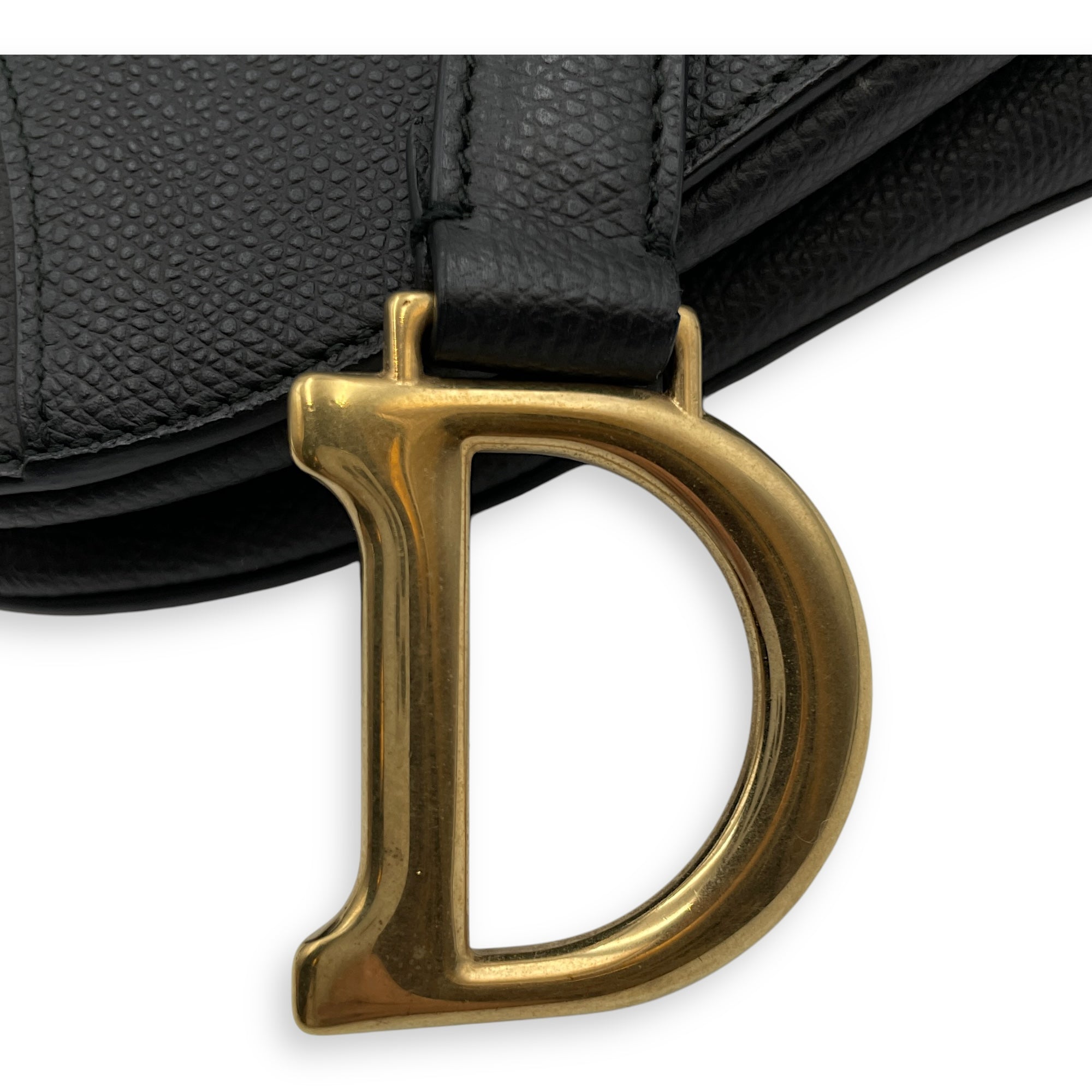 Saddle Mini Black Shoulder Bag in Calfskin, Gold hardware