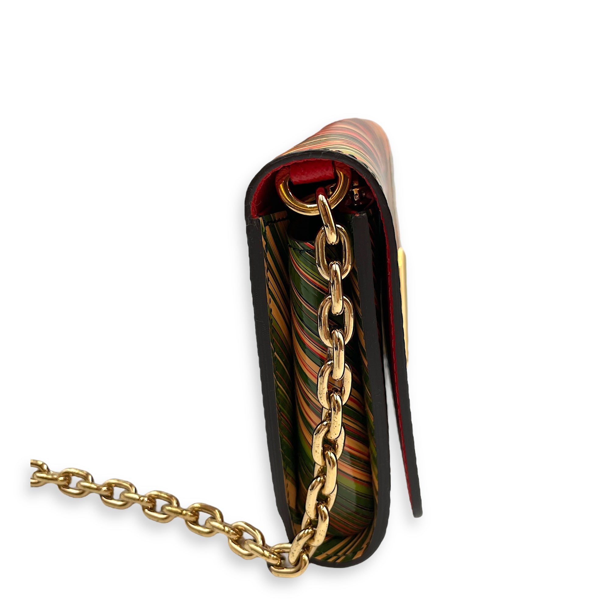 Tropical Twist Multi-Color Wallet On Chain in Epi Leather, Gold hardware