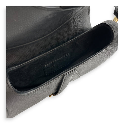 Saddle Mini Black Shoulder Bag in Calfskin Gold hardware