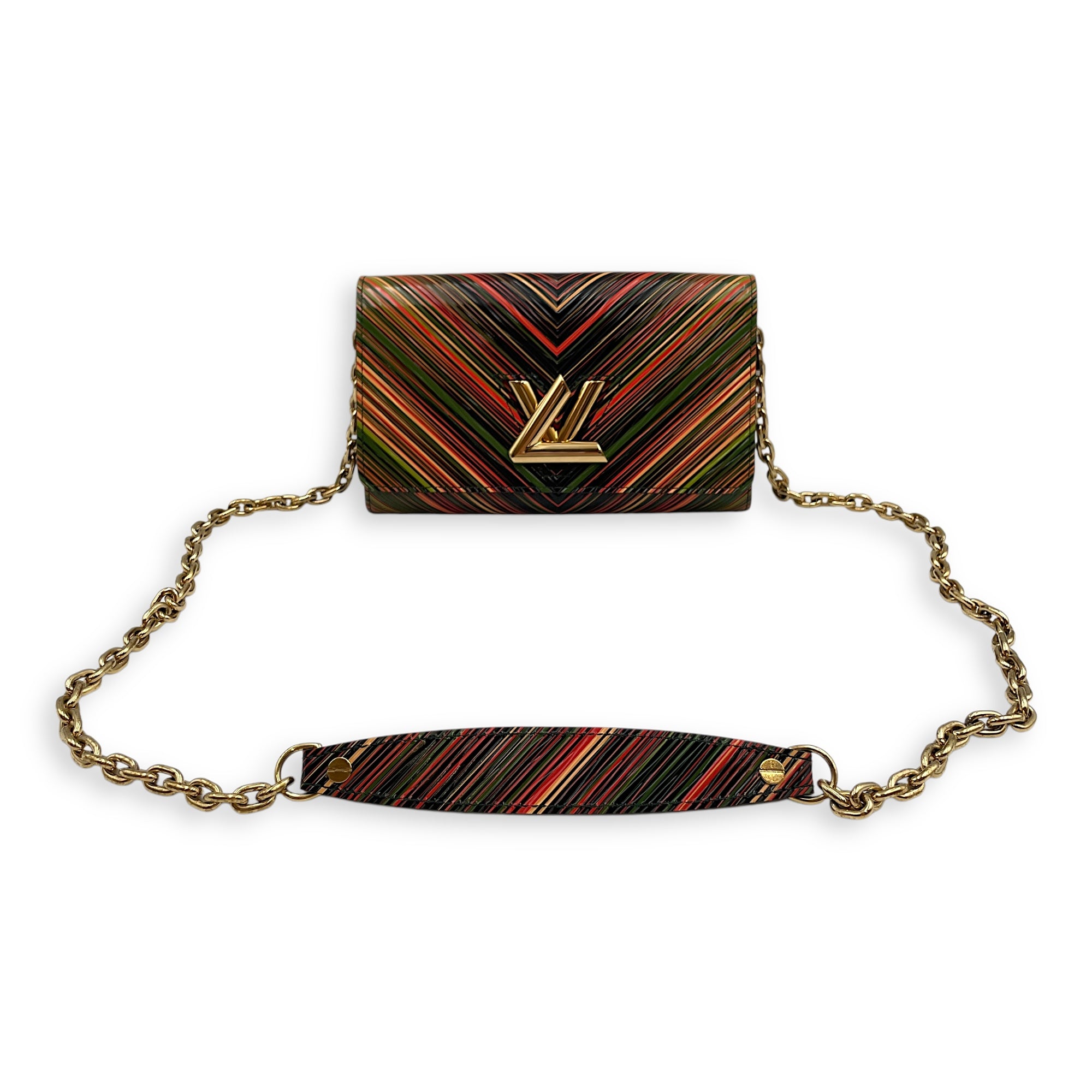 Tropical Twist Multi-Color Wallet On Chain in Epi Leather, Gold hardware