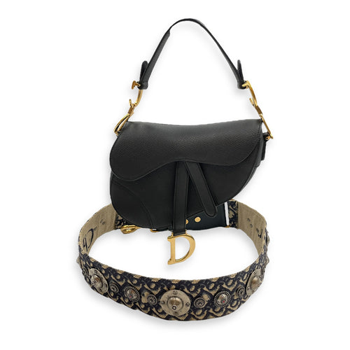 Saddle Mini Black Shoulder Bag in Calfskin Gold hardware CL2505-12303 7