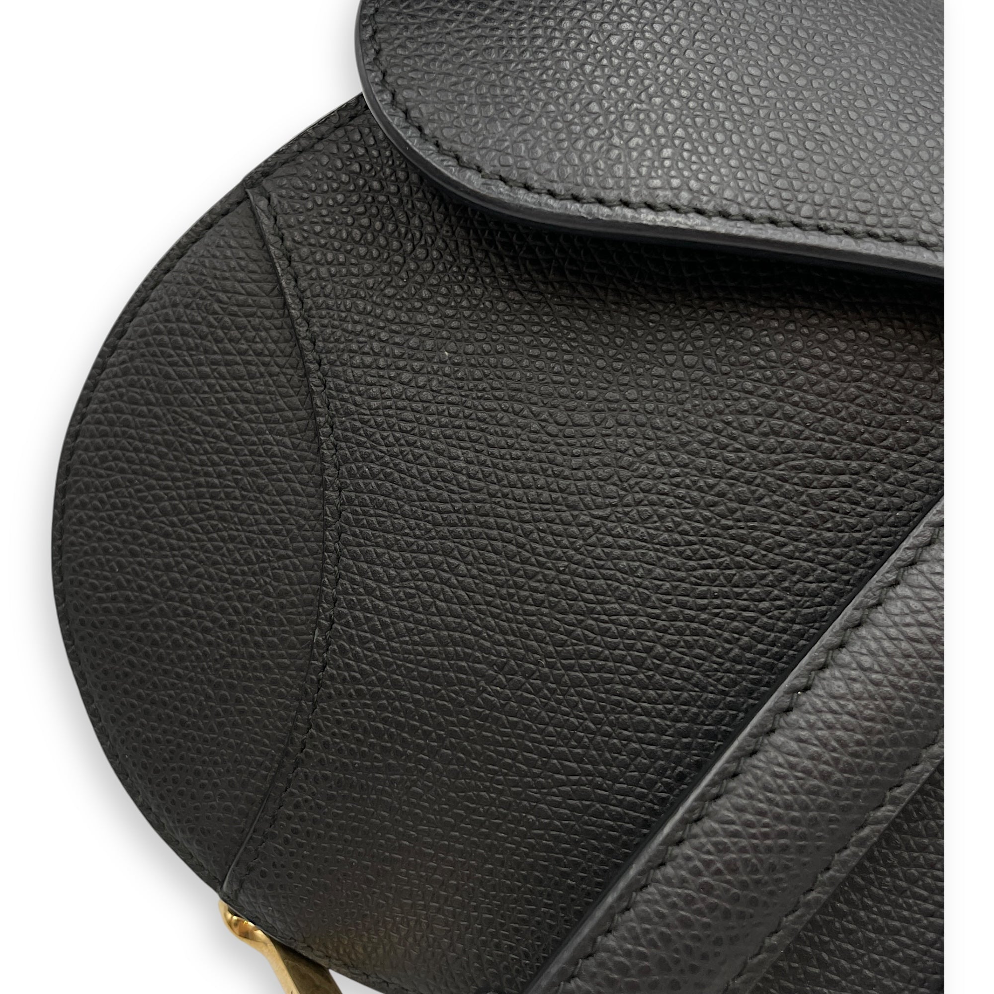 Saddle Mini Black Shoulder Bag in Calfskin, Gold hardware