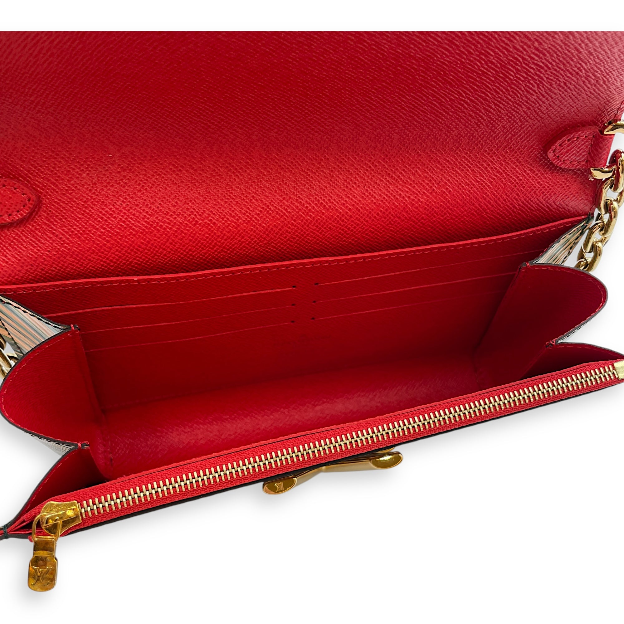 Tropical Twist Multi-Color Wallet On Chain in Epi Leather, Gold hardware