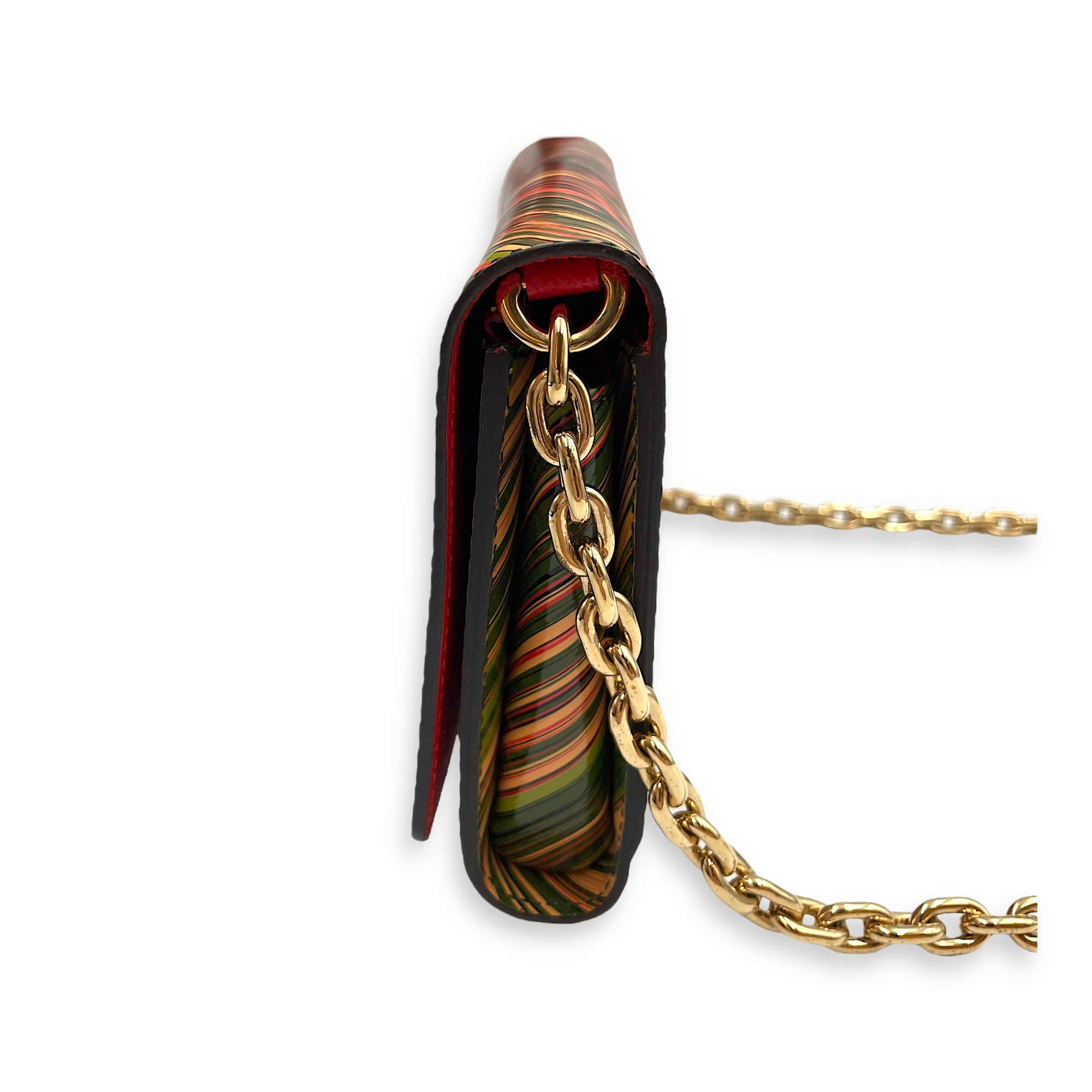 Tropical Twist Multi-Color Wallet On Chain in Epi Leather, Gold hardware
