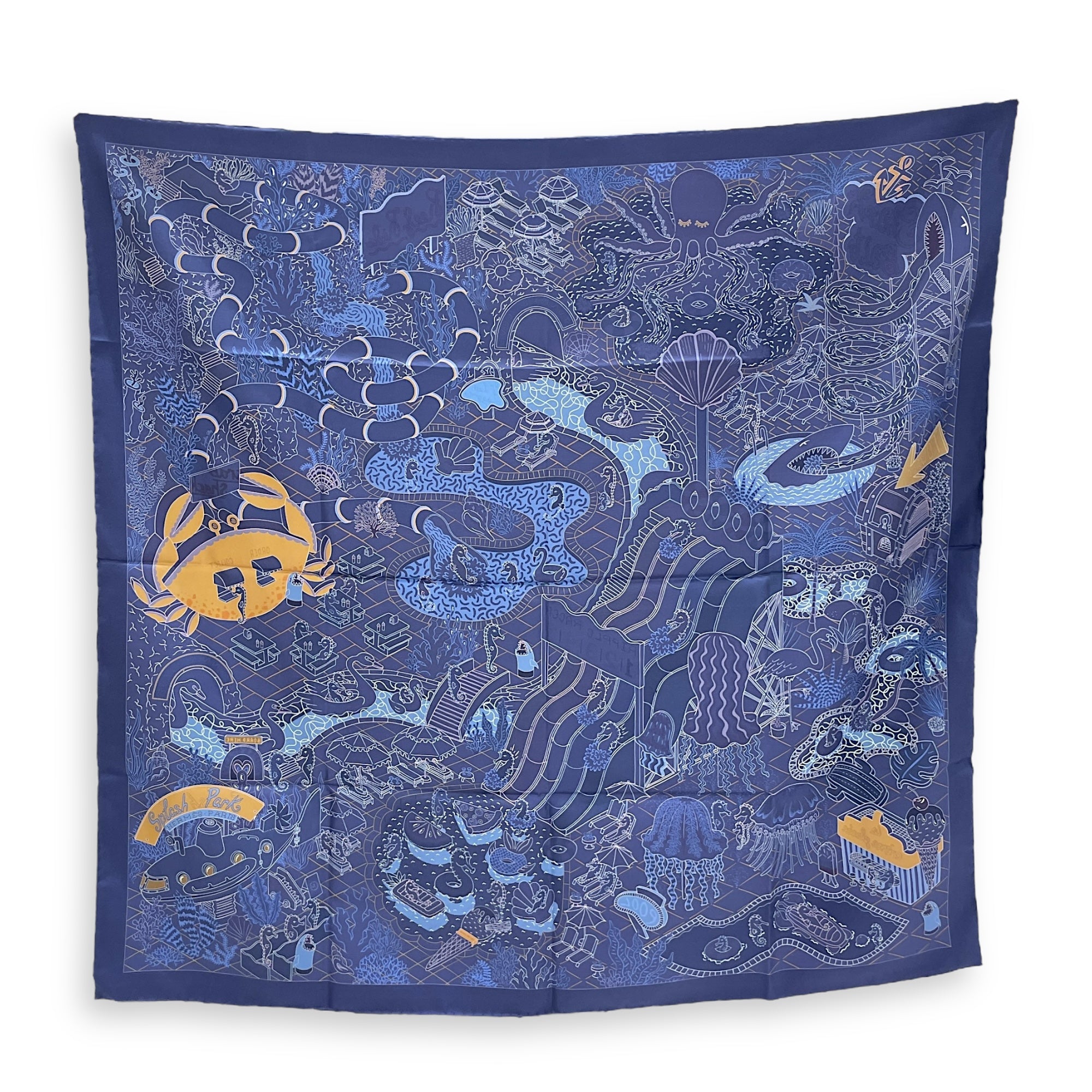Splash Park 90 Marine/Vert/Multicolore Double Face Scarf