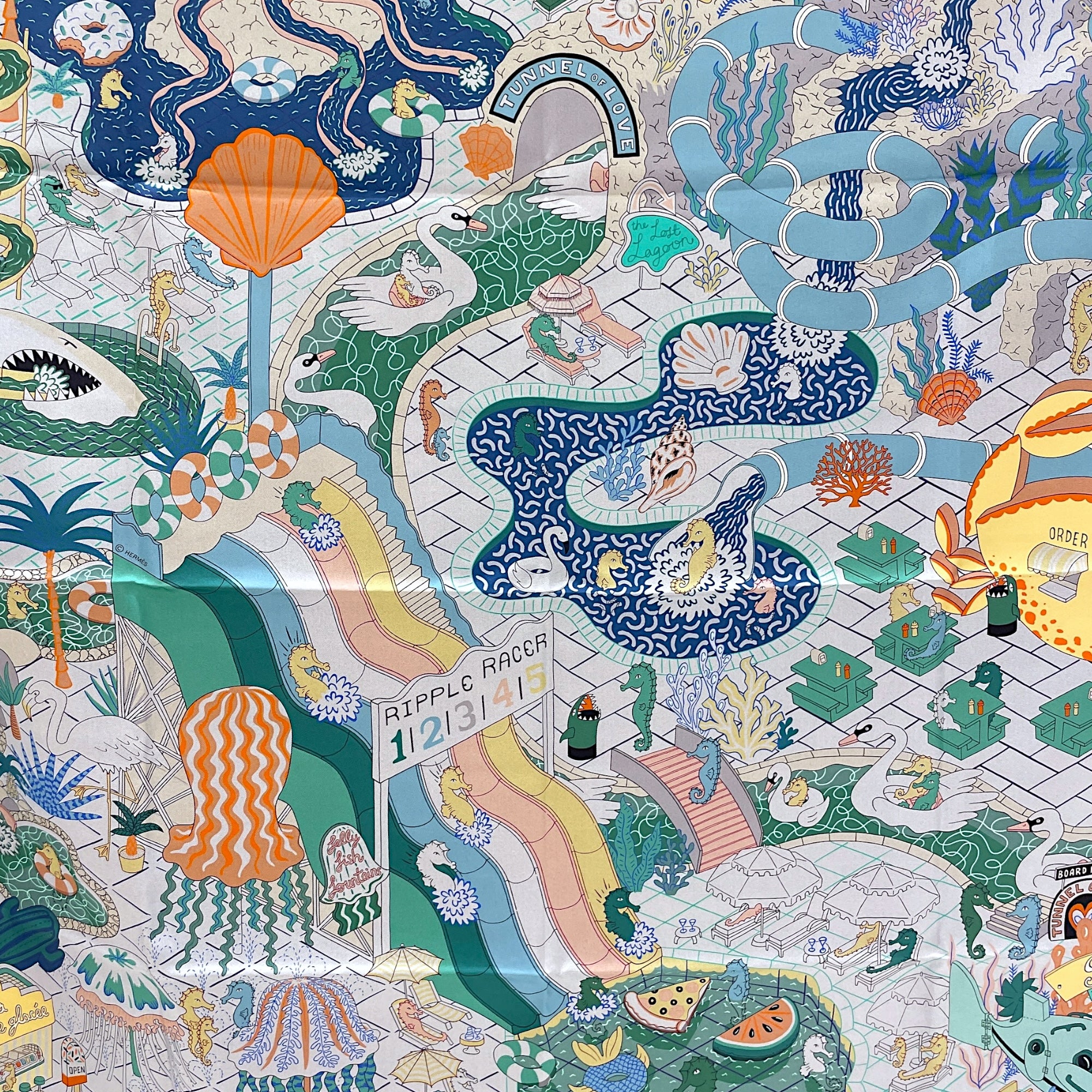Splash Park 90 Marine/Vert/Multicolore Double Face Scarf