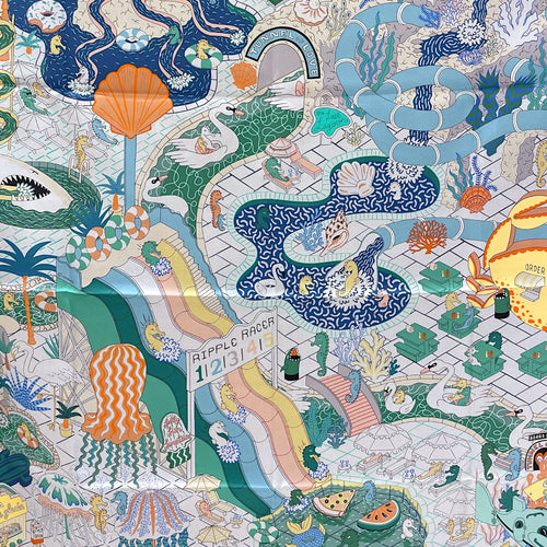 Splash Park 90 Marine/Vert/Multicolore Double Face Scarf