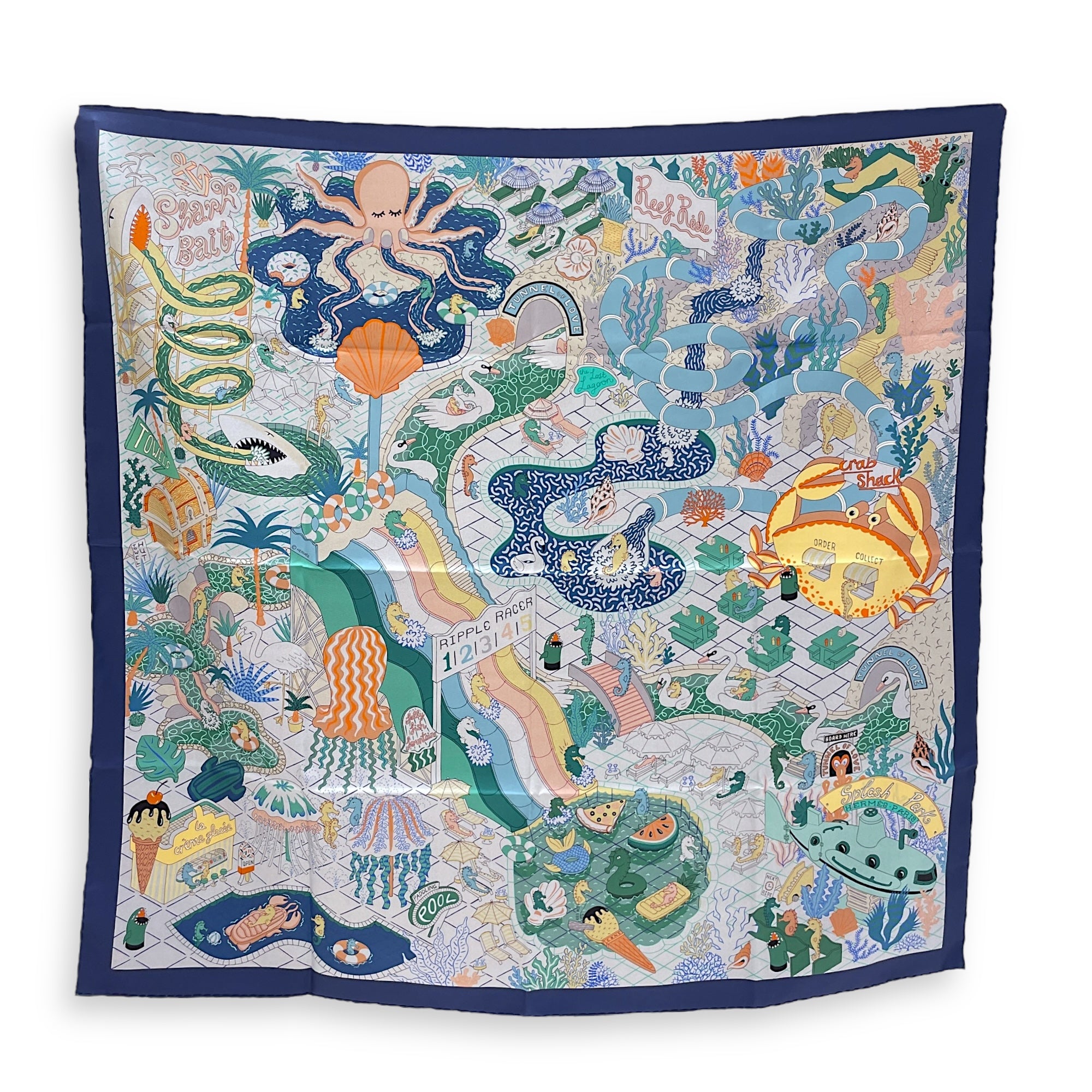 Splash Park 90 Marine/Vert/Multicolore Double Face Scarf