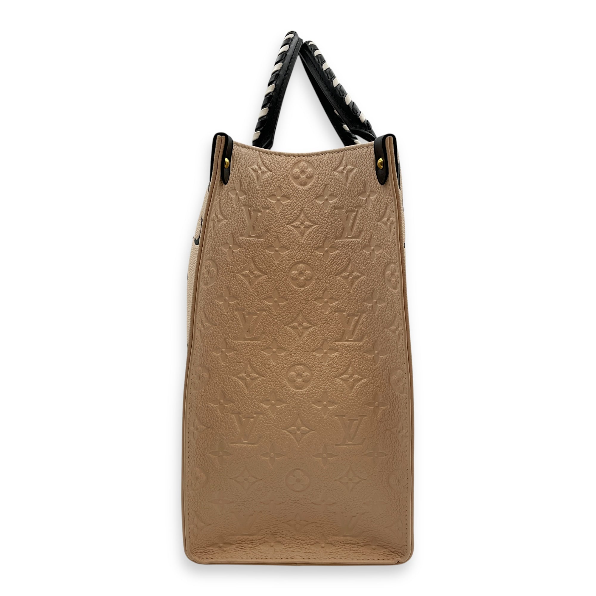 Crafty Onthego GM Cream Shoulder Bag in Coated Canvas, Gold hardware