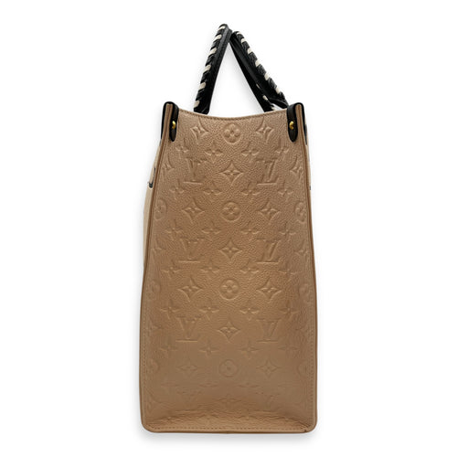 Crafty Onthego GM Cream Shoulder Bag in Coated Canvas, Gold hardware